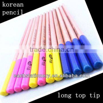 Korean pencil Triangle color pencil with long tip top, logo available