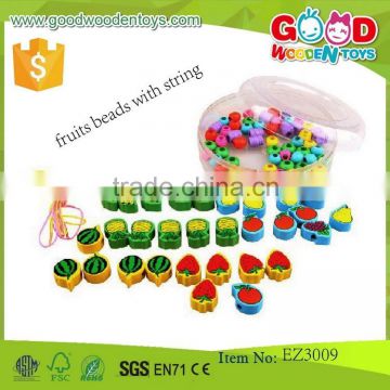 new style fruits beads with string OEM wooden educational kids toys EZ3009