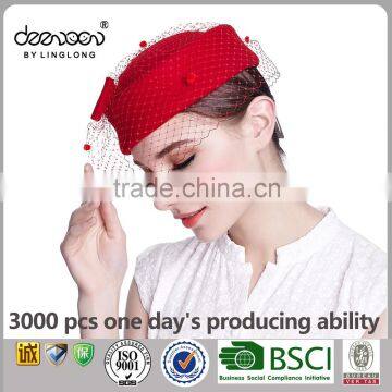 Bridal Wedding Lady Hat Wool Fascinator Church Women Hat photo-3