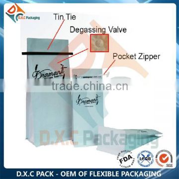 1kg Kraft Coffee Bags With Valve, Kraft Coffee Bags with Tin Tie, Kraft Coffee Bags With Pocket Zipper