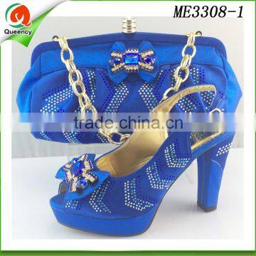 latest design high heels woman italian shoes and bag set ladies shoe matching handbag