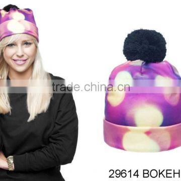 Bright Color Custom Dobby Knit Beanie Hats With Top Ball Knitting Universal Type Knitted Beanie Hat With Tassel photo-2