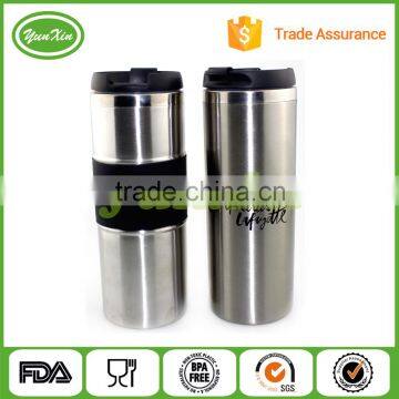 Wholesales BPA Free Custom Double Wall Vacuum Auto Stainless Steel Thermo Travel Mug With Silicone in Middle