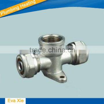 Compression Brass Wall Plated Female Tee - SU260010