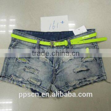 Hot sexy women Fluorescent colored skull fluorescent color denim shorts