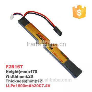 2016 Hot Selling Auxiliary Battery Rechargeable Li-Po 1600mAh 20C 7.4V Battery Prices (F2R16T)