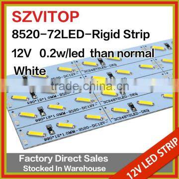 SV Dc 12V LED STRIP Super Bright 8520 72LEDs Rigid Strip White Light Non-waterproof 12mm Width PCB 14.4W