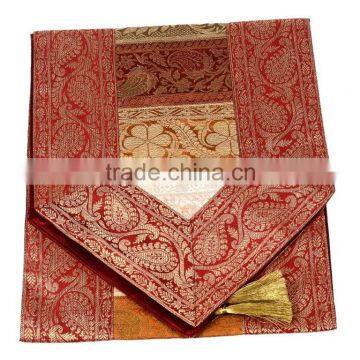 Stripe Design Red Border Colour Silk Table Runner