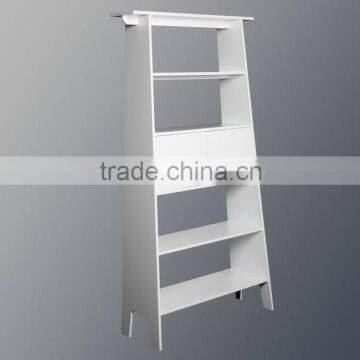 Modern style white solid wood shelving rack