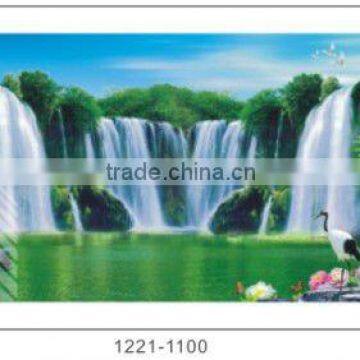 3D painting wall frame of waterfall 3D lenticular framed wall photo for home decoration