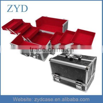 Aluminum frame professional cosmetic display case with latch lock,17cm x 25cm x 17cm