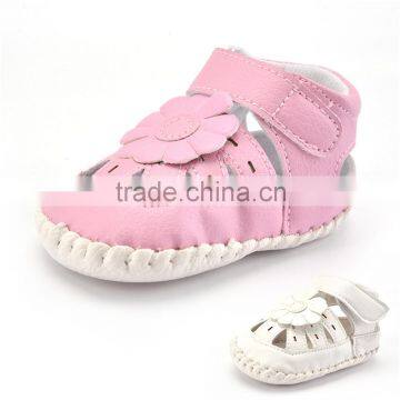 A-bomb Fantastic Baby Girls Rubber soled Lichee Pattern Breathable PU Leather Flower prewalker shoes/Baby Girls Sandles