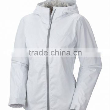 Plain but elegant design women white waterproof raincoat