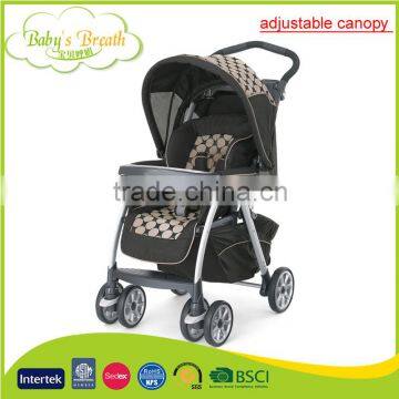 BS-46B wholesale softtextile baby strollers buggy 3 in 1 with 4 adjustable canopy