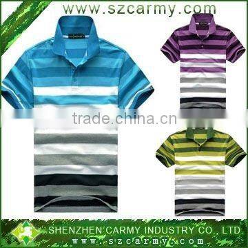 Double mercerized 100%cotton hit color Yarn dyed Striped mens shortsleeve polo shirt