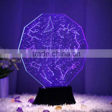 Vast sky acrylic 3d crystal optical illusions led battery rectangle lighted display base Novelty Lighting bedroom night light