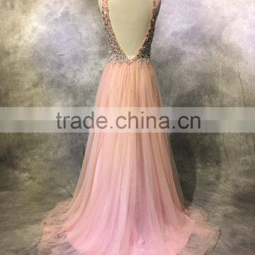 China Wholesale V-back V-neck Elegant Bridesmaid Gown photo-3