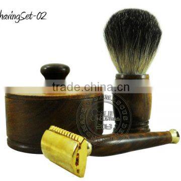 Rosewood 3 Piece DE Safery Razor Shaving set DD-ShavingSet-02