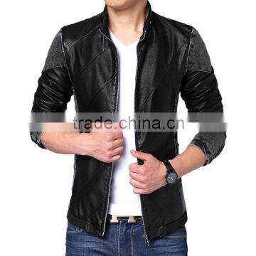 Latest slim fit men pu leather jacket