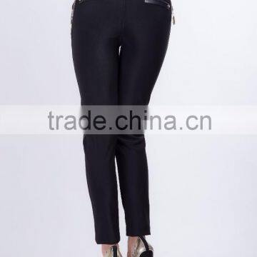 Ladies Side Spell Leather PU Zipper Leggings With Two Pocket Back photo-3