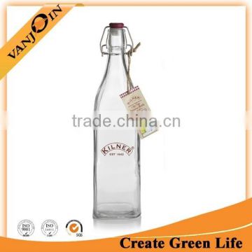 Flint Square Glass Bottle With Clip Top