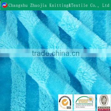 Blue stripe 100% polyester pv plush fabric for toy,garment