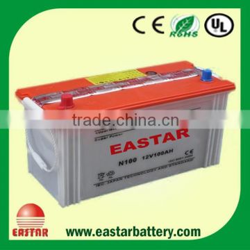 Own Brand Top Quality JIS/DIN Standard Charged Dry Battery 12V 100AH external battery