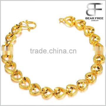 Women's 18K Gold Plated Fashion Heart Shaped Link Chain Bracelet Wholesales