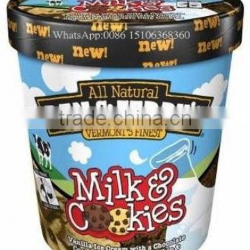 Wholesale print customized logo Ice cream Cup with lid logo