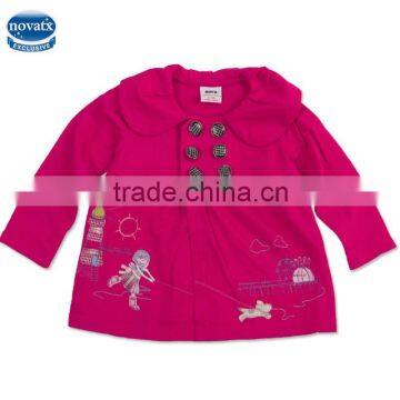 (F2986) wholesale 1-5Y fuchsia winter warm embroidery coat for baby girls China manufacture