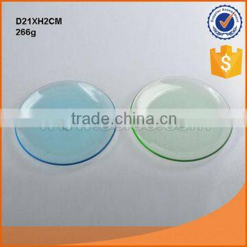 whole sale D21cm colored round smooth glass plate