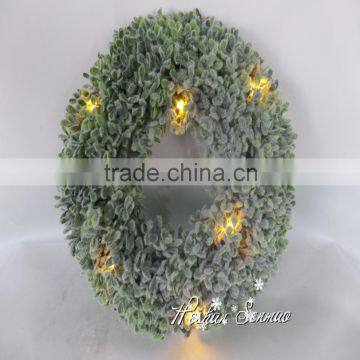 artificial led lighting plastic topiary boxwood wreath for decocration