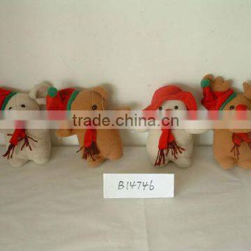 promotional customized stuffed plush chiristmas mouse,bear,snowman,reindeer animal toy with red christmas hat&scarf