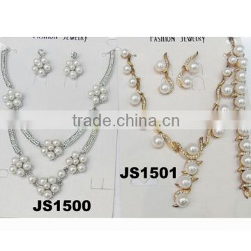 2014 new design cheap pearl necklace and earring set