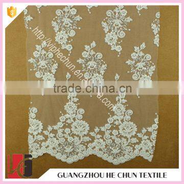 HC-6197-1 Hechun Fancy Great Design Clear Sequins Bridal Lace Fabric 3d Flowers