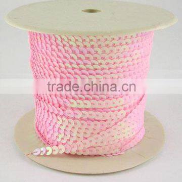 Sequin String Roll, Pink, AB Color, Garment Paillette, 6mm in diameter, 100 yards/roll(BS22Y)