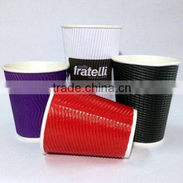 custom design ripple wall Eco-Friendly paper coffee cup with lids