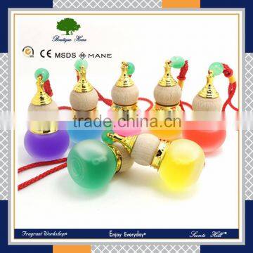 Fancy customize fashion coloured cheap empty oil car hanging glass perfume bottle