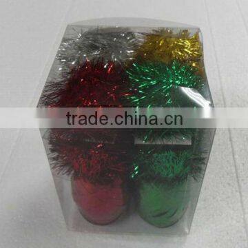 HOT SALE 12PCS Gold/ Silver/ Red/ Green Glitter Pom Pom Ball Gift Ribbon Bows Pack