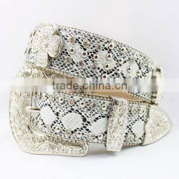 New Design Western Genuine Leather Rhinestone Belts Woman