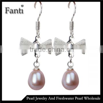 Latest design of pearl earrings 6-7mm drop freshwater pearl earrings