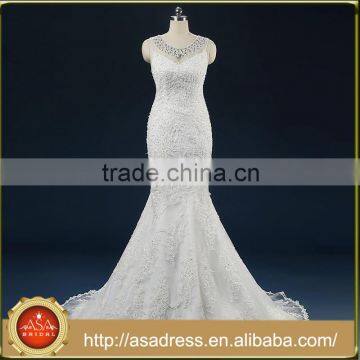 ASAW05 100% Real Photos Custom Made Luxurious Mermaid See Through Back Heavily Crystals Pearls Beaded Wedding Dress