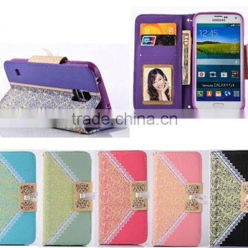 For Samsung galaxy S5 leather case with lace