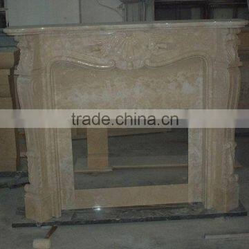 beige artificial stone fireplace