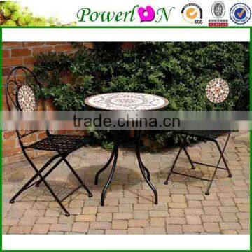 Hot Folding Wrought Iron Mosaic Outdoor Garden Furniture