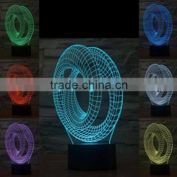 3D Optical Night Light Illusion Circle 7 RGB Light Colors 10 LEDs AA Battery or DC 5V Mixed Lot