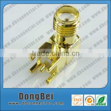 RF gold plating right angle PCB SMA Connector