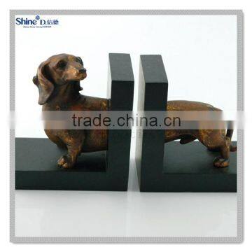 Polyresin Brass Painted Dog Bookends Decorative Bookends photo-3