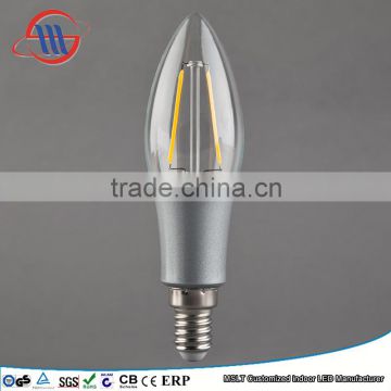 Haining Vintage led filament bulb C35 with plastic silver plated 2W E14 110V