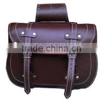 GENUINE BROWN LEATHER MOTORBIKE SADDLE BAGS